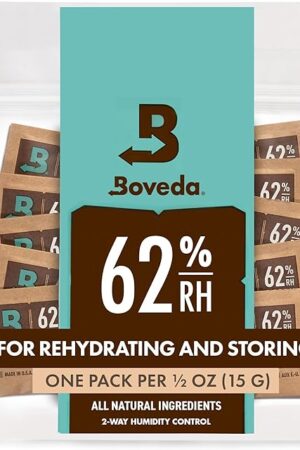 Boveda 62% Two-Way Humidity Control Packs For Storing ½ oz – Size 4 – 10 Pack – Moisture Absorbers for Small Storage Containers – Humidifier Packs – Hydration Packets in Resealable Bag