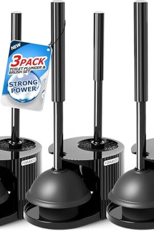 3Pack 2 in 1 Toilet Brush and Plunger Set, Extended Handle Plunger,Toilet Bowl Brush Plunger Set,Bathroom Cleaning Tools,Toilet Brush Plunger Combo,Cleaning Brush,Cleaning Supplies (21inch)
