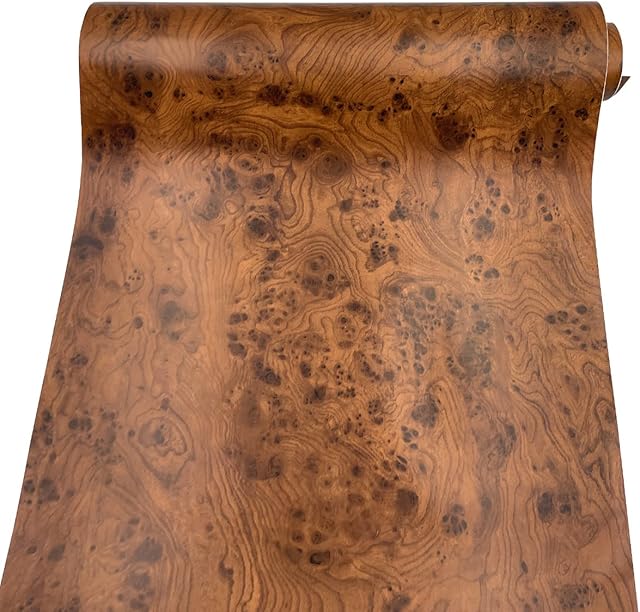 Yifely Brown Wood Grain Furniture Paper PVC Self-Adhesive Shelf Liner Locker Door Sticker 17.7 Inch by 9.8 Feet