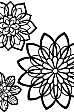 Zzbakress 3 Pieces Metal Flowers Wall Decor, Black Wall Decors, Flower Art Wall Decor Farmhouse Wall Decoration Multiple Flowers Hanging Decor for Bathroom Living Room Garden Office (Black Elegant)