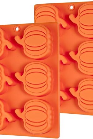 Webake Pumpkin Cake Molds Silicone Pumpkin Cake Pan 6-Cavity Pumpkin Mold for Baking Cupcake Chocolate (Pack of 2)