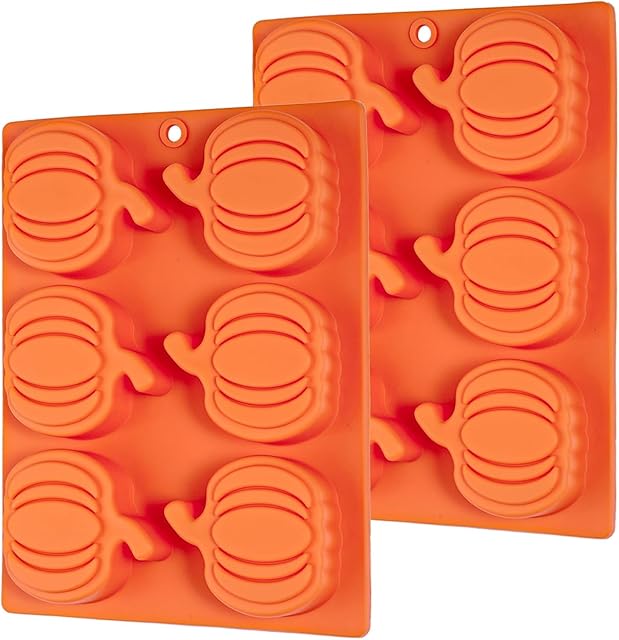 Webake Pumpkin Cake Molds Silicone Pumpkin Cake Pan 6-Cavity Pumpkin Mold for Baking Cupcake Chocolate (Pack of 2)