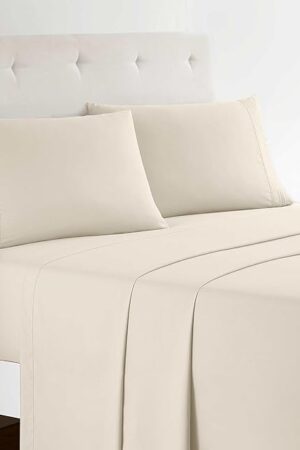 Clara Clark Bed Sheets Premier 1800 Series 4 Piece Queen Beige Cream