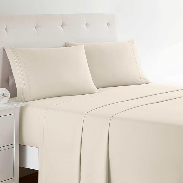Clara Clark Bed Sheets Premier 1800 Series 4 Piece Queen Beige Cream