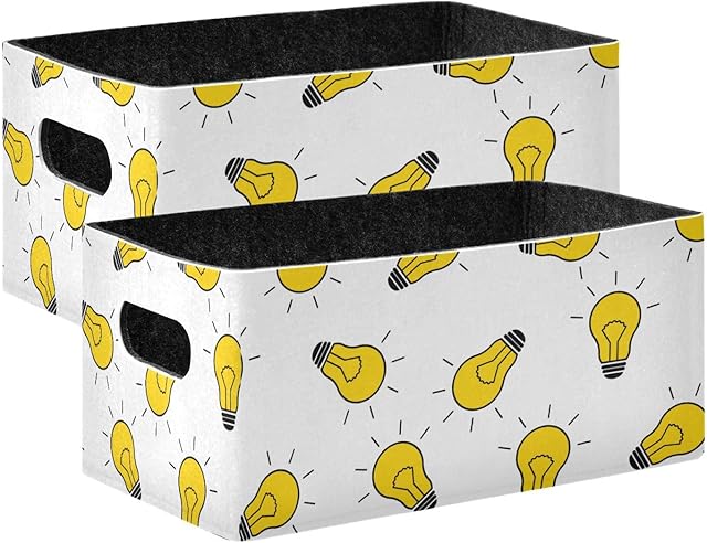 Light Bulb Storage Baskets for Organizing, 2 Pack Collapsible Storage Bins with Handles Cubes for for Laundry Room Bathrooms Bedrooms Kitchens Cabinets Countertops