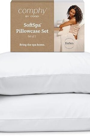 Coop Home Goods Comphy SoftSpa Pillowcase Set of 2, White Super Soft Pillow Cases Queen, Pillow Cases, Luxury Spa, Breathable, Hotel Quality Pillow Cases