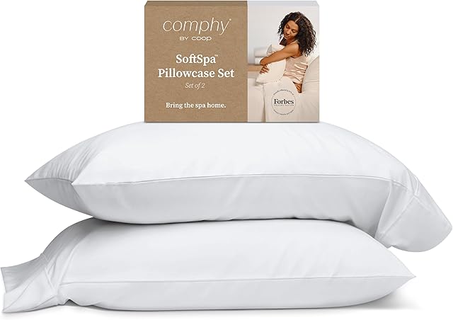 Coop Home Goods Comphy SoftSpa Pillowcase Set of 2, White Super Soft Pillow Cases Queen, Pillow Cases, Luxury Spa, Breathable, Hotel Quality Pillow Cases