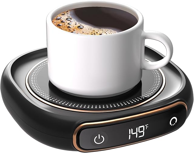 Coffee Mug Warmer, Cup Warmer for Desk with Auto Shut Off, 3 Temp Settings, Mug Warmer for Coffee, Beverage, Milk, Tea, Hot Chocolate, Coffee Warmer Plate in Your Home & Office, Gift (Dark Black)
