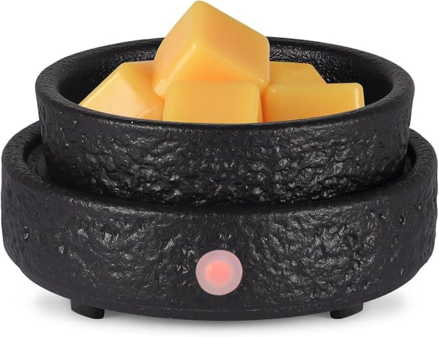 Ceramic Wax Melt Warmer Fragrance, 3 in1 Electric Candle Wax Warmer, Scented Wax Melt Wax Cubes Melter Fragrance Warmer for Home,Office, Birthday Gifts for Women Mom(Black)