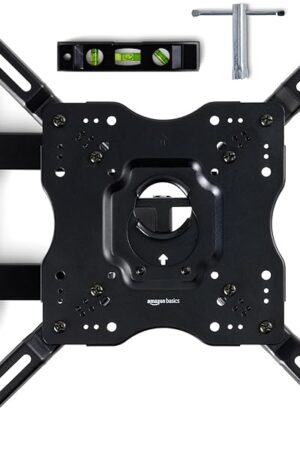 Amazon Basics Full Motion Articulating TV Monitor Wall Mount for 26" to 55" TVs and Flat Panels up to 80 Lbs, Black
