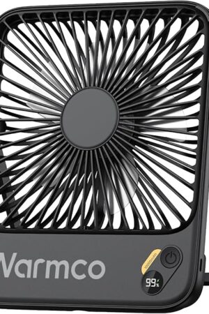 Warmco Ultra-thin Portable Travel Fan Battery Operated Fan with Digital Display