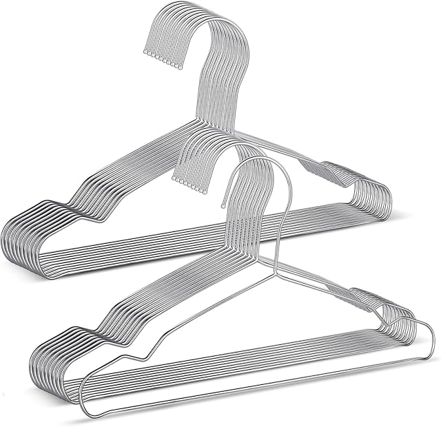 20 Pack Silver Stainless Steel Kids Hangers, Space-Saving Non-Slip, Perfect for Baby, Toddler & Kids' Clothes
