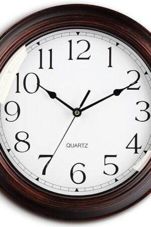 Wall Clocks Battery Operated Silent Non-Ticking Wall Clock 8.5 Inch Small Vintage Retro Rustic Style Decorative for Kitchen Living Room Home Office (Bronze)
