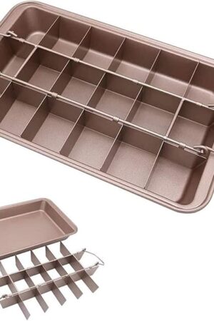 Brownie Pan with Dividers, Non-Stick Backing Pan, Brownie Pan, Lasagna Pan, Brownie Trays,18 Pre-slice Brownie Pan All Edges, Muffin and Cupcake Pan for Baking, Brownie Bites - 12 X 8 X 2 Inches
