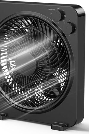 Box Fan, Table Fan, Quiet Powerful Desk Fan with 3 Adjustable Speeds, 120 Min Timer, Compact & Portable, Fan for Bedroom Home, Office, Kitchen