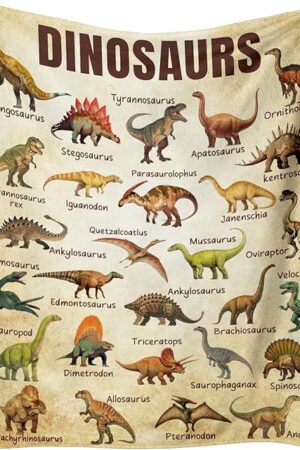 Dinosaur Blanket for Kids, Educational Gifts for Dinosaur Lovers Children Boy Girl, Jurassic World Dinosaurs Throw Blanket Ultra-Soft Skin-Friendly for Sofa Bed Home Dino Room Decor 50 * 60in