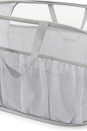 Collapsible Laundry Baskets, Upgrade Pop Up Laundry Hamper with Convenient Bags, Foldable Laundry Basket Mesh Light Weight, Easy to Carry Clothes Hampers for Laundry, Dorm, Toys, Travel Grey