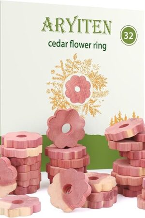 Cedar Blocks for Clothes Storage, 32 Pack Cedar Rings, Aromatic Scent Cedar Planks for Clothes Storage Closets Clothes Hangers and Drawers Freshener Protection & Control