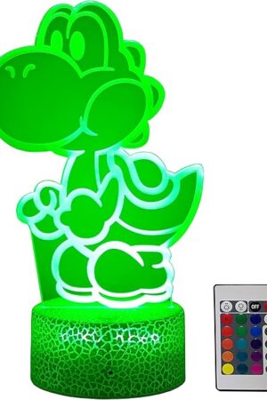 Yoshi Night Light 16 Colors Christmas Lighting Gift RGB Touch Remote Controller Toys Yoshi Night Light for Children's Room Decoration Holiday Gifts,Birthday Atmosphere Light (Yoshi)