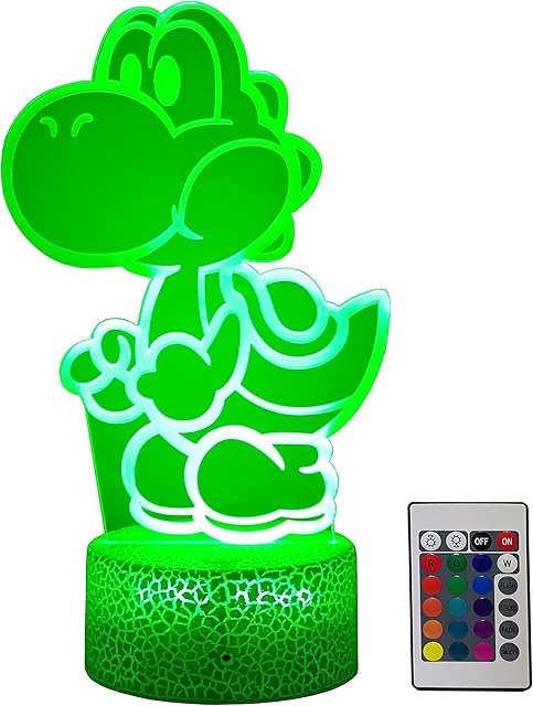 Yoshi Night Light 16 Colors Christmas Lighting Gift RGB Touch Remote Controller Toys Yoshi Night Light for Children's Room Decoration Holiday Gifts,Birthday Atmosphere Light (Yoshi)