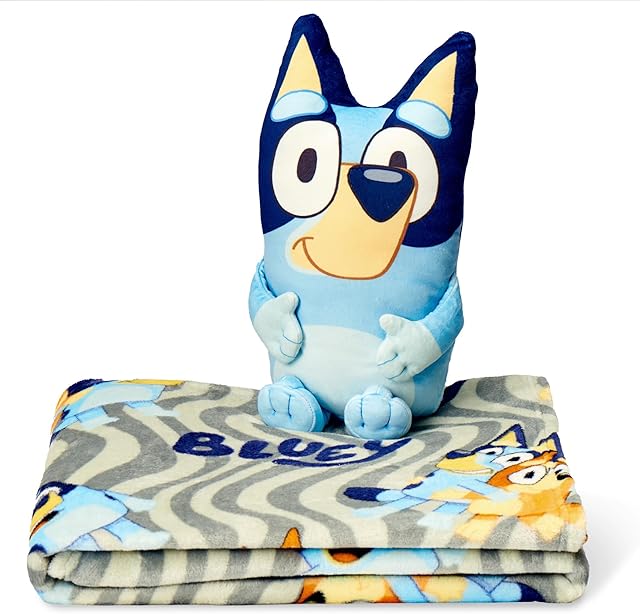 Bluey Fun Silk Touch Throw and Hugger Set – Soft Plush 50 x 60 Inches – Cozy Blanket and Companion