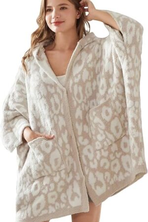WDCOZY Wearable Blanket Hoodie Poncho Throw Comfy Soft Warm Cape Shawl Cozy Cloak Wrap Hooded with Sleeves For Women Adults
