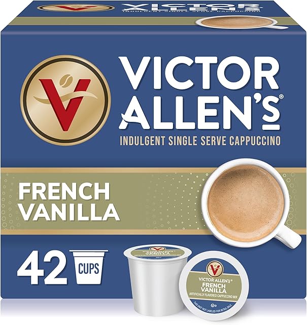 Victor Allen's Coffee French Vanilla Flavored Cappuccino Mix, 42 Count, Single Serve K-Cup Pods for Keurig K-Cup Brewers