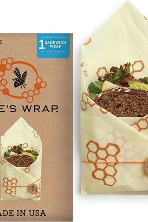 Bee's Wrap Beeswax Wraps for Food - Honeycomb Sandwich Wrap - Made in USA Reusable Bread Bags - Organic & Eco-Friendly Alternative to Aluminum Foil, Sandwich Bags & Plastic Wrap