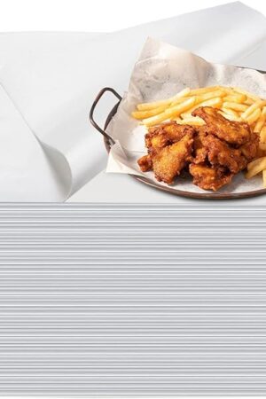 100PCS Deli Paper Sheets 12×12", Unbleached White Wax Paper Sheets for Food Basket Liners, Precut Parchment Paper Baking Sheets for Cookies, Grease Resistant Sandwich Wrappering Paper by Neyimqr