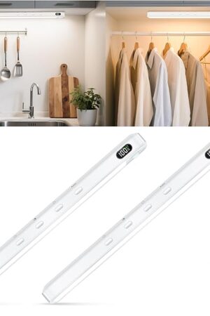 WILLED Under Cabinet & Closet Lights, Motion Sensor, Rechargeable, Magnetic, 3 Color Temps, Dimmable LED Light Bar for Indoor Kitchen Counter (2 Pack, White)