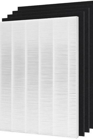 D480 True HEPA Replacement Filter D4, Compatible with Winix D480 Air Purifier, Compare to Winix D4 Filter, Item Number 1712-0100-00, 1 H13 True HEPA Filters + 4 Activated Carbon Pre-Filters