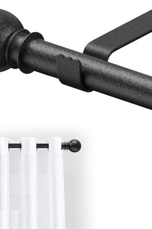 5/8 inch Small Window Curtain Rod 28 to 44 Inch, Heavy Duty Matte Black Adjustable Splicing Curtain Rods With Brackets for Living Room, Bedroom, Sliding Glass Door, Patio, Cafe Shop
