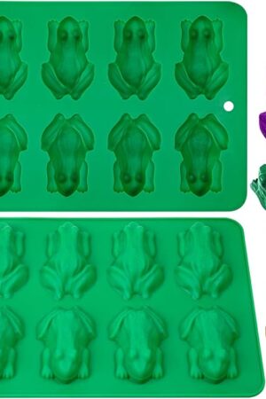 Webake Chocolate Frog Candy Mold 2 Pack Silicone Molds For Passover Frog Jello, Keto Fat Bombs, Crayons, Gelatin, Cake Decoration, Soap, Resin(Green)