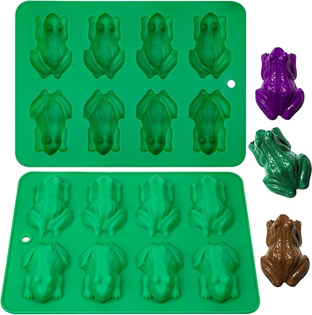 Webake Chocolate Frog Candy Mold 2 Pack Silicone Molds For Passover Frog Jello, Keto Fat Bombs, Crayons, Gelatin, Cake Decoration, Soap, Resin(Green)