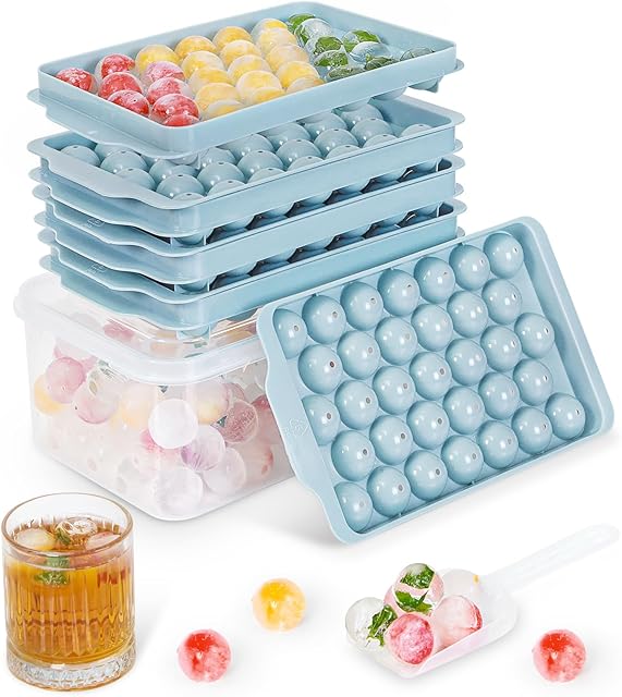 3 Pack Ice Trays for Freezer, 99 PCS Ice Cube Tray with Lid and Bin, Round Ice Cube Trays for Freezer, Circle Ice Cube Tray for Chilling Drinks