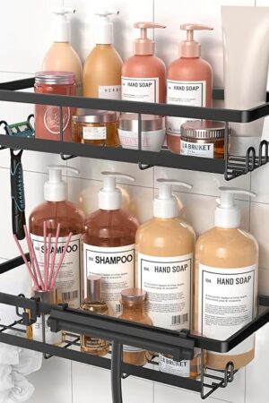 Corner Shower Caddy Bathroom Organizer Storage Rack Black