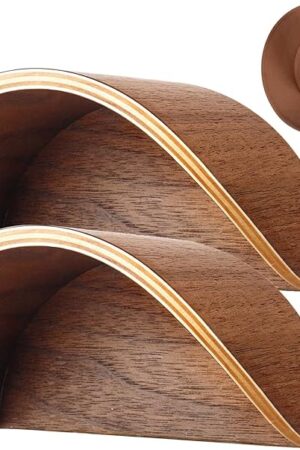 Cowboy Hat Rack for Wall,2 Pack Wooden Hat Holder,with Satin Finish Hat Hooks,Non-Damage Brim Design Can Keeps Original Shape of Hat, for Western Hat Organizer (Walnut Wood)