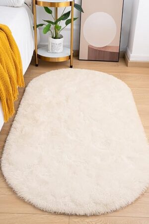 Bedroom Rug Area Rugs Oval Shag for Kids Room Nursery Dorm 2.6 x 5.2 Feet