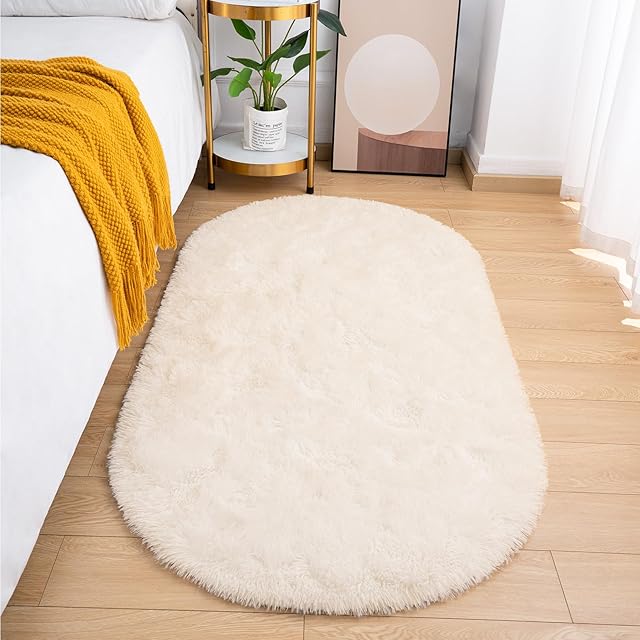 Bedroom Rug Area Rugs Oval Shag for Kids Room Nursery Dorm 2.6 x 5.2 Feet