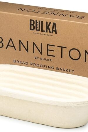 Bulka Oval 750g Groove Banneton Bread Proofing Basket Pressed Wood Pulp, Sourdough Proofing Basket - Non-Stick Batard Brotform Sourdough Bread Baking Supplies, Made in Germany.