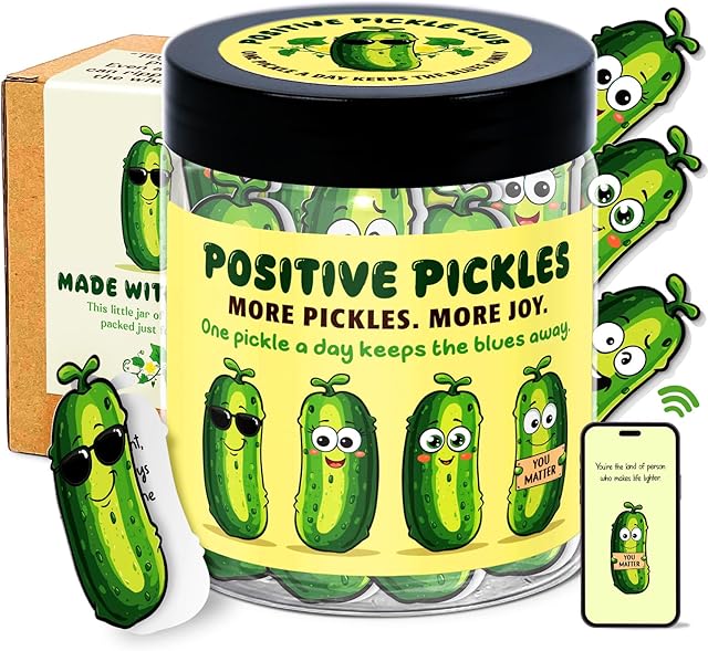 Emotional Support Pickle - Positive Pickle Cards Jar, 60 Affirmation Cards For Women, Mom - Funny Best Friend Gift For Women - Unique Birthday Gift for Womens, Teen Girl Gifts Trendy Stuff