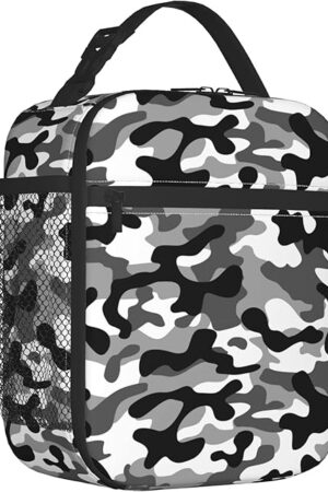 Black Camo Lunch Bags For Men Women Boys Girls Reusable Tote Lunch Bags For Office Work School Picnic Camping Thermal Insulation And Cold Preservation