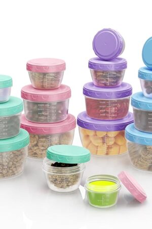 16-Pack Food Storage Containers with Lids - BPA-Free Salad Dressing Container to Go, Reusable Small Leakproof Plastic Containers for Meal Prep, Freezer, Microwave & Dishwasher Safe (16)