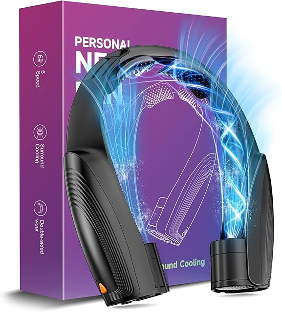 AI Portable Hands-Free Neck Fan, 360° Cooling Twistable Ultra-Quiet for Women Men