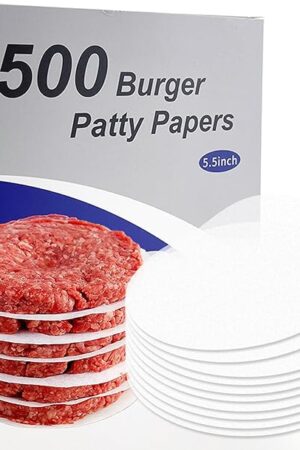 Burger Patty Paper Round 5.5 Inch Set of 500Pcs Non Stick Hamburger Paper Pad for Press Patty Parchment Sheets