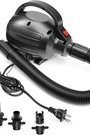 Electric Air Pumps for Inflatables Air Mattress Gymnastics Track Mat Quick Fill Inflator/Deflator for Pool Floats Dock Raft,4 Nozzles, 110-120V AC (400W)