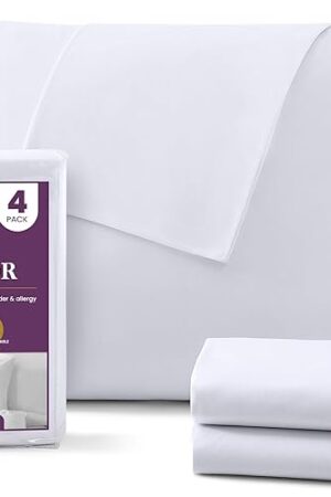 CirclesHome Pillow Protectors 4 Pack Standard Zippered - 100% Cotton Breathable Pillowcases - Protects Pillows from Dirt, Dust and Debri (Standard - Set of 4 - 20x26)