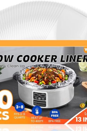 30 Pack Slow Cooker Liners, Large Size 13"x 21" Cooking Bags Disposable Pot Liners, Plastic Slow Cooker Bags Fits 3-8 Quarts, BPA Free, Suitable for Oval & Round Pot