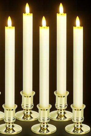 6 Pack Flameless LED Taper Candles With 2 Remotes, Fake Candles With Holders, Battery Operated Pillar 3D Flame Real Wax for Home Decor, Wedding, Table, Festival, Halloween, Christmas