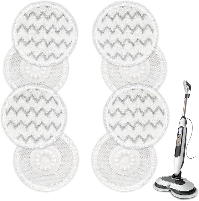 VIEWALL 8 Pack Mop Pads Replacement for Shark S8000 S8001 S8200 S820 S8201 S7001 S7201 S7000 S7005 S7020 S7001 S7020 7001 S7201 7003 Steam Mop, Dirt Grip Soft Scrub Pads